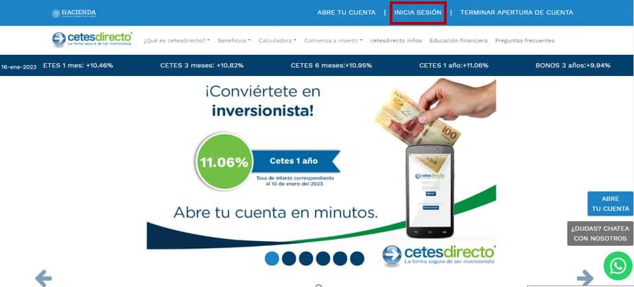 Cetes Directo - pagina de inicio